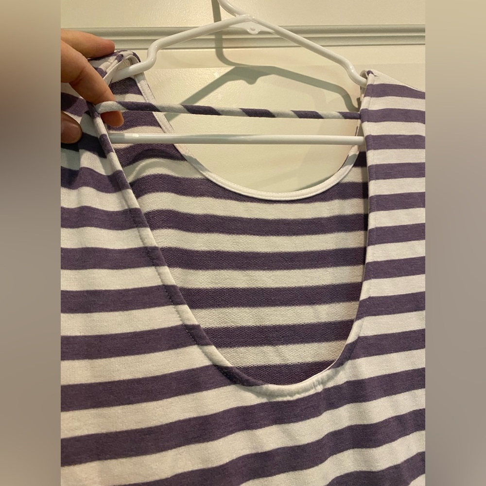 Kaileigh Purple and White Striped Mini Dress - Picture 5 of 6